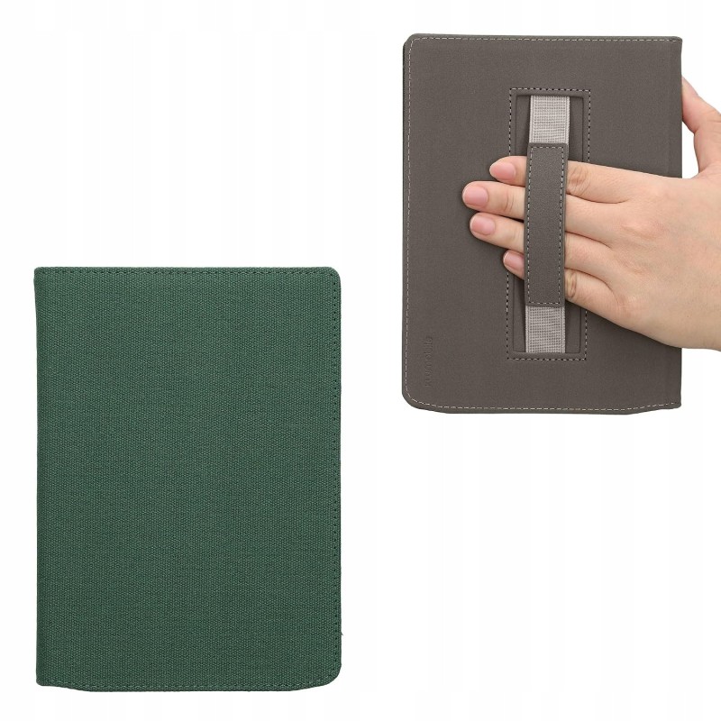 Outlet kwmobile etui PocketBook InkPad 4 Color 3/2 zielone flip canvas