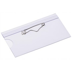 OPUS 2 Identyfikator z agrafką 75 x 40 mm Przeźroczysty Zestaw 24 sztuki