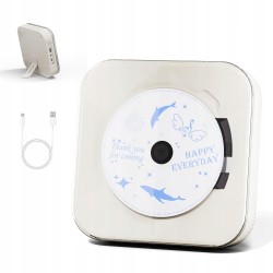 Outlet Yintiny Przenośny odtwarzacz CD Bluetooth USB z podstawką Biały