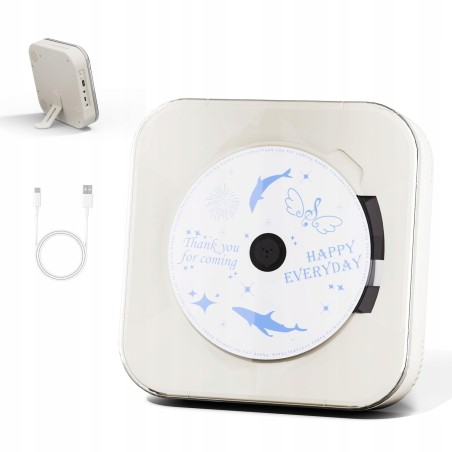 Outlet Yintiny Przenośny odtwarzacz CD Bluetooth USB z podstawką Biały