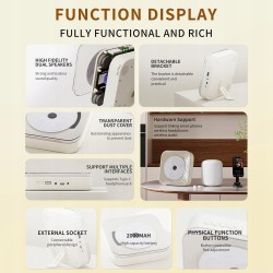Outlet Yintiny Przenośny odtwarzacz CD Bluetooth USB z podstawką Biały