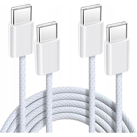 Outlet 2x Kabel ANYSEA AS960 60W Szybkie Ładowanie USB-C - USB-C 1m Biały