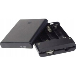 Outlet Uchwyt na baterie 4x AAA wyjście USB Velleman z włącznikiem czarny