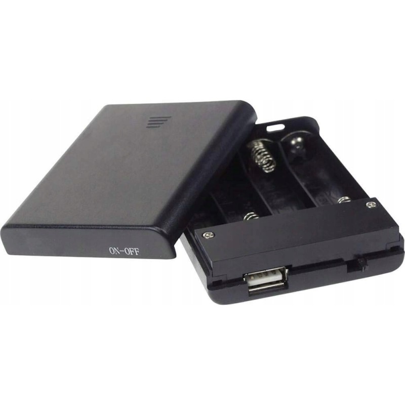 Outlet Uchwyt na baterie 4x AAA wyjście USB Velleman z włącznikiem czarny