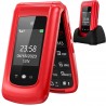 USZKODZONY Uleway Telefon dla seniorów z klapką GSM 2.4" 2 ekrany czerwony