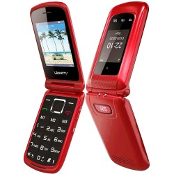USZKODZONY Uleway Telefon dla seniorów z klapką GSM 2.4" 2 ekrany czerwony