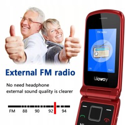 USZKODZONY Uleway Telefon dla seniorów z klapką GSM 2.4" 2 ekrany czerwony