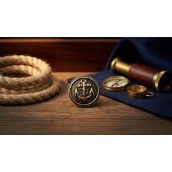 Zestaw 9 Eleganckich Guzików Kotwica Czarno-Złote