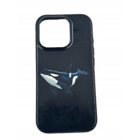 Outlet Orcas etui iPhone 16 Pro czarne smukłe z motywem orki wytrzymałe