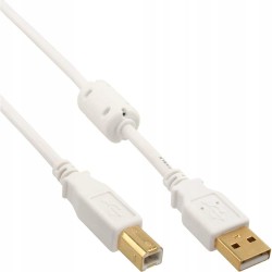 Outlet Kabel USB-A USB-B 2.0 10m z rdzeniem ferrytowym InLine pozłacane