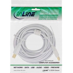 Outlet Kabel USB-A USB-B 2.0 10m z rdzeniem ferrytowym InLine pozłacane