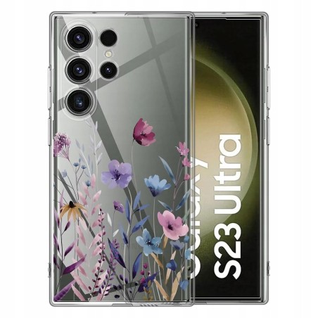 Outlet Etui Samsung Galaxy S23 Ultra 5G TPU Przeźroczyste z Kwiatami