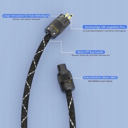 Outlet Kabel zasilający HiFi Monosaudio P078 1.5m miedź OFC ekranowany C15