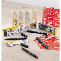 Eberhard Faber 559597 Zestaw 2 długopisów do tatuażu z 4 szablonami czarny