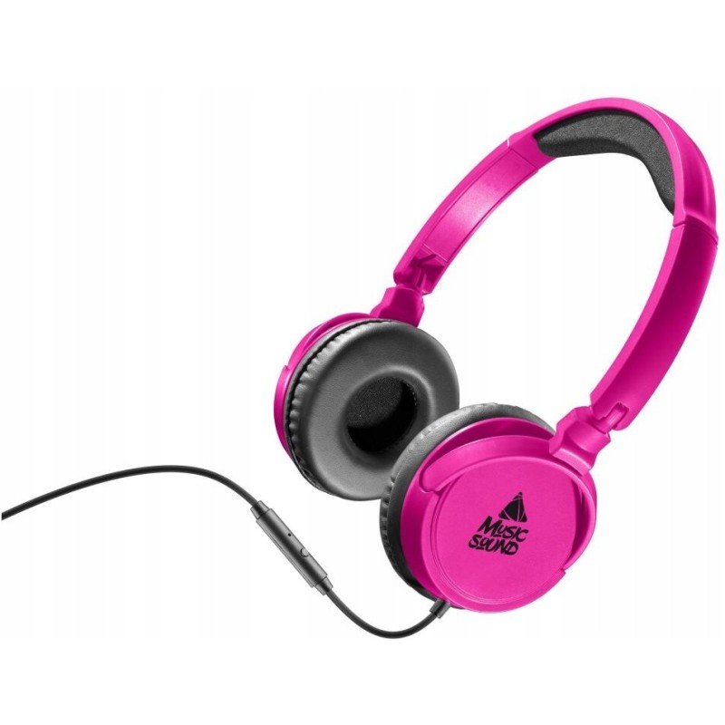 USZKODZONY Music Sound słuchawki nauszne przewodowe różowe jack 3.5 mm