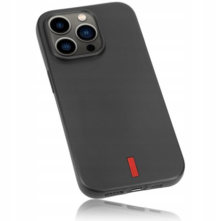 Outlet Mumbi etui ochronne do iPhone 14 Pro czarne z czerwonymi paskami