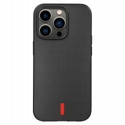 Outlet Mumbi etui ochronne do iPhone 14 Pro czarne z czerwonymi paskami