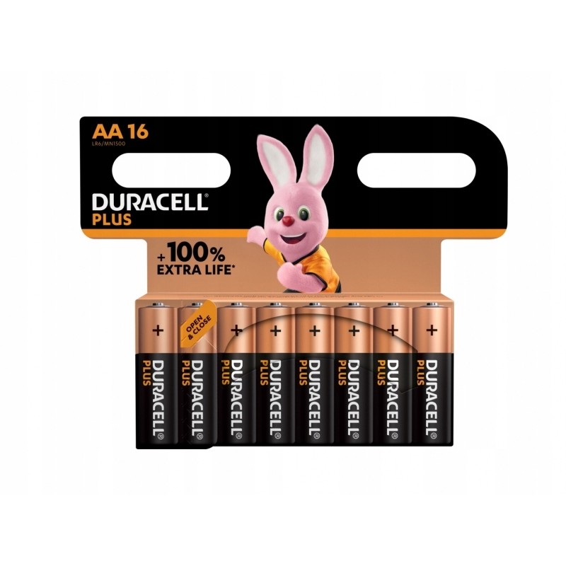 Outlet Bateria alkaliczna AA Duracell Plus jednorazowa 16 szt napięcie 1.5V