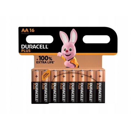 Outlet Bateria alkaliczna AA Duracell Plus jednorazowa 16 szt napięcie 1.5V