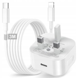 Outlet KINPEE ładowarka iPhone 20W USB-C z kablem Lightning 3m wtyczka UK