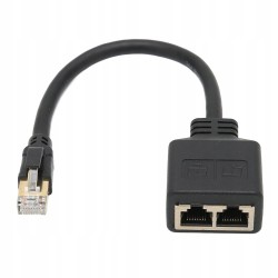 Outlet Adapter Ethernet RJ45 Rozdzielacz CAT 7 do 2x RJ45 Czarny