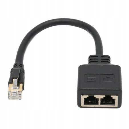 Outlet Adapter Ethernet RJ45 Rozdzielacz CAT 7 do 2x RJ45 Czarny