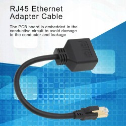 Outlet Adapter Ethernet RJ45 Rozdzielacz CAT 7 do 2x RJ45 Czarny