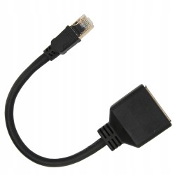 Outlet Adapter Ethernet RJ45 Rozdzielacz CAT 7 do 2x RJ45 Czarny