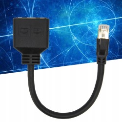 Outlet Adapter Ethernet RJ45 Rozdzielacz CAT 7 do 2x RJ45 Czarny