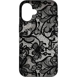 Outlet B3032 Etui do iPhone 16 Wytrzymałe Koronka Vintage Czarno-Białe
