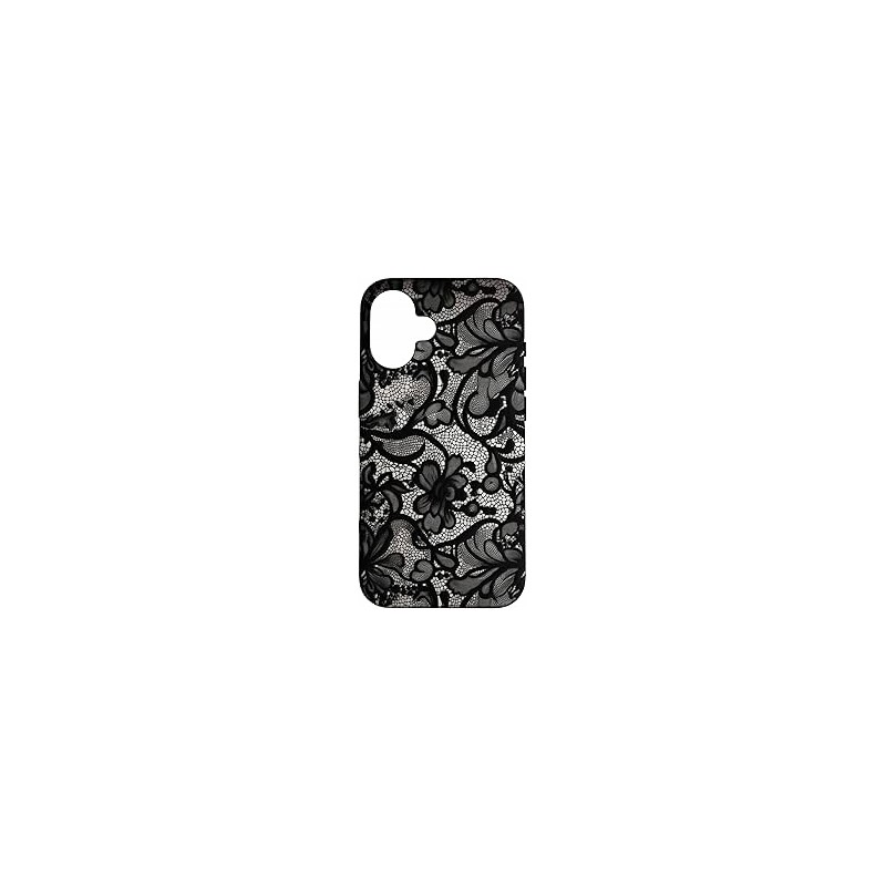 Outlet B3032 Etui do iPhone 16 Wytrzymałe Koronka Vintage Czarno-Białe