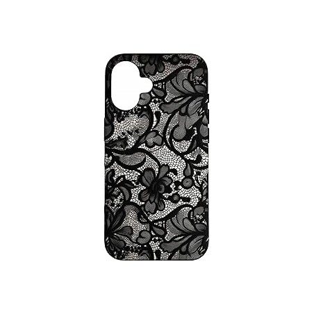 Outlet B3032 Etui do iPhone 16 Wytrzymałe Koronka Vintage Czarno-Białe