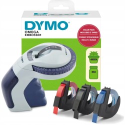 USZKODZONY DYMO Omega Maszyna do wytłaczania etykiet biało-niebieska + 3