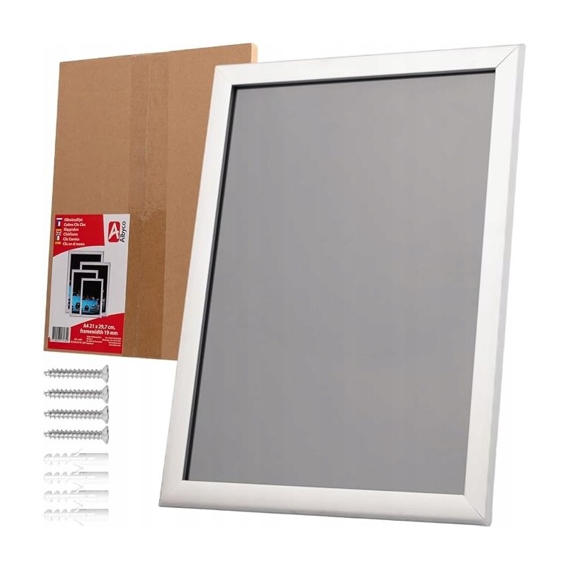 Outlet Ramka zatrzaskowa A4 plakatowa OWZ Albyco 21x29.7cm srebny