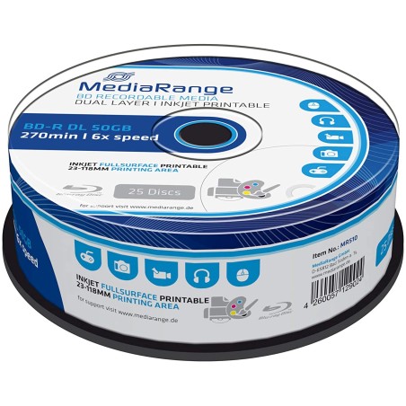 Outlet Płyta Blu-ray MediaRange BD-R DL 50 GB/260min 6x 20 szt.