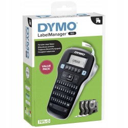 Outlet Drukarka etykiet DYMO 2181012 układ QWERTZ do taśm D1 Czarno-Srebrna