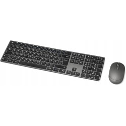 Outlet AMAZON BASICS Zestaw Bezprzewodowy Myszka + Klawiatura QWERTZ Szary