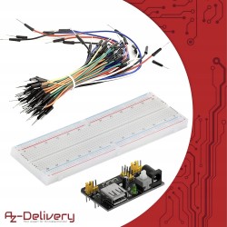Outlet AZDelivery Zestaw MB102 Płytka Stykowa 830 3,3V 5V do Arduino