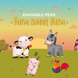 Outlet A4070 Legami Zestaw 4 zmywalnych długopisów żelowych Farm Sweet