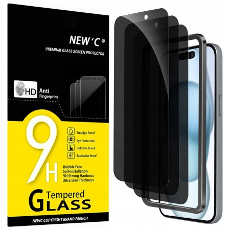 Outlet NEW'C Zestaw filtrów prywatyzujących do iPhone 15/16 Plus 6,7" 3szt