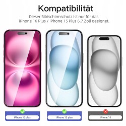 Outlet NEW'C Zestaw filtrów prywatyzujących do iPhone 15/16 Plus 6,7" 3szt