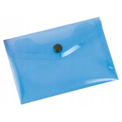 Teczka kopertowa A6 z zatrzaskiem Liderpapel półprzezroczysta niebieska