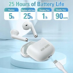 Outlet Ample Bezprzewodowe słuchawki douszne Bluetooth 5.2 - biały