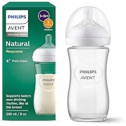 Philips Avent Natural szklana butelka do karmienia 240 ml Medium 3 3-6m