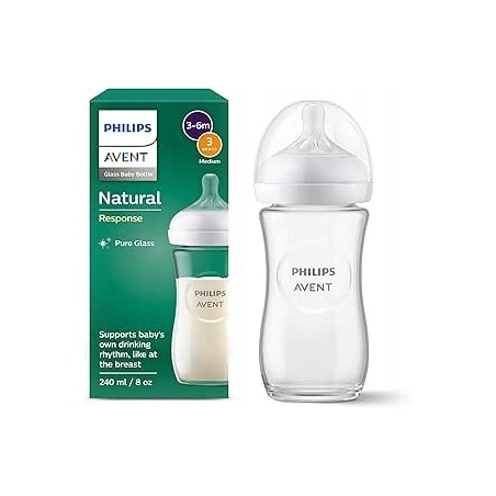 Philips Avent Natural szklana butelka do karmienia 240 ml Medium 3 3-6m