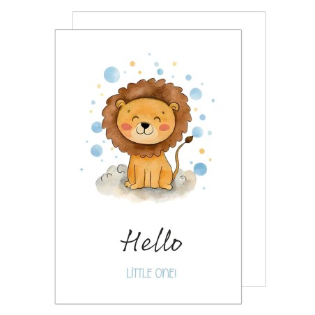 Kartka urodzinowa Seidel Hello Little One Rysunek Lwa + koperta A4