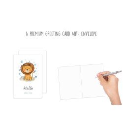 Kartka urodzinowa Seidel Hello Little One Rysunek Lwa + koperta A4