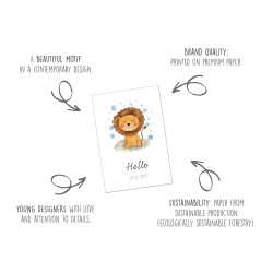 Kartka urodzinowa Seidel Hello Little One Rysunek Lwa + koperta A4