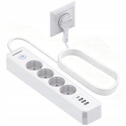 Outlet Listwa zasilająca 4 gniazda 4 USB A/C z przełącznikiem 3680W 1.8m