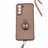 Outlet XYZ etui Samsung Galaxy S22 różowe smycz stojak serce obrotowe TPU